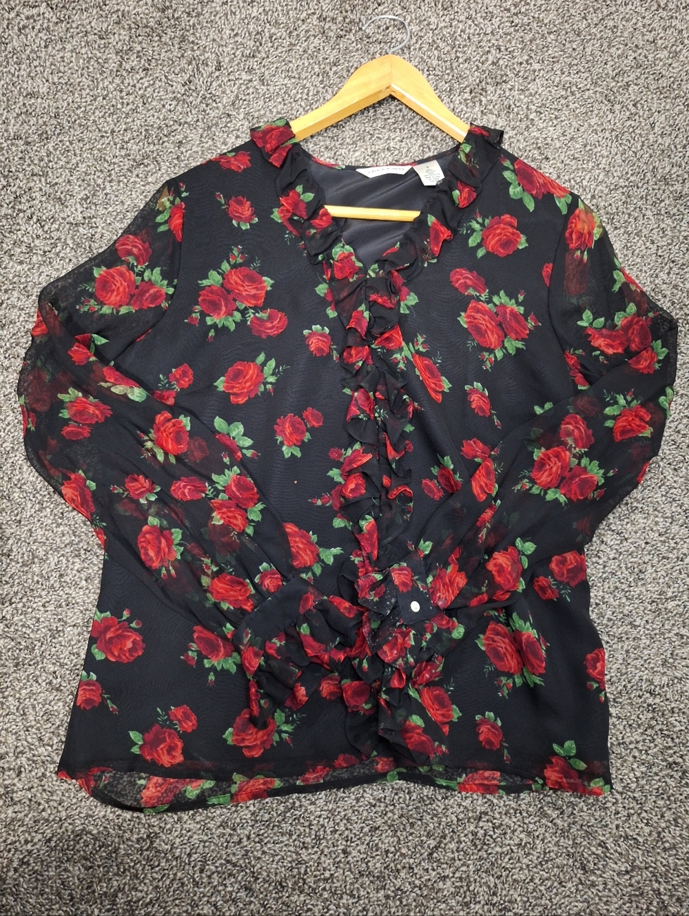 Vintage Laura Ashley Y2k Ruffle Rose Blouse Size 8 - Picture 10 of 10